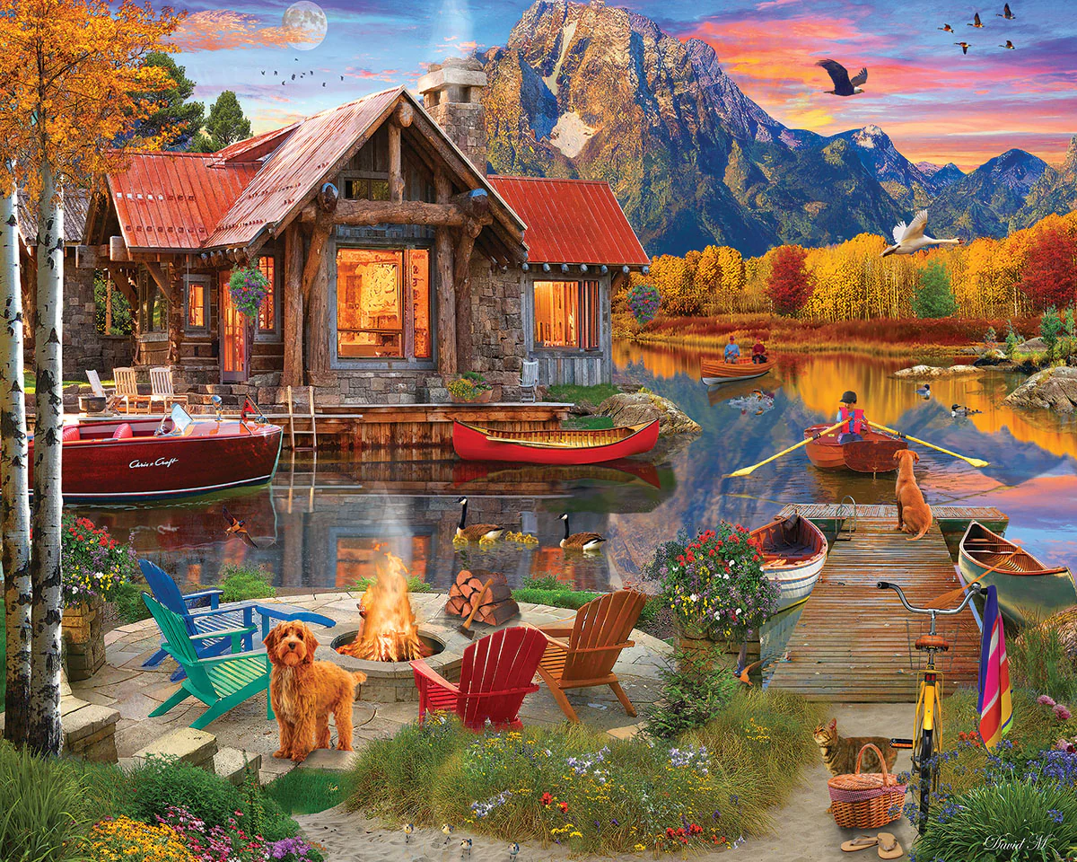 Log House Retreat 1000 Piece Jigsaw Puzzle