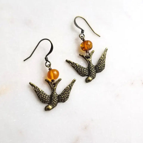 Amber Bird Earrings