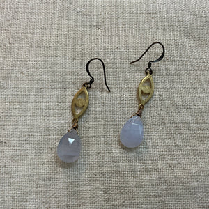 Blue Lace Agate Eye Earrings