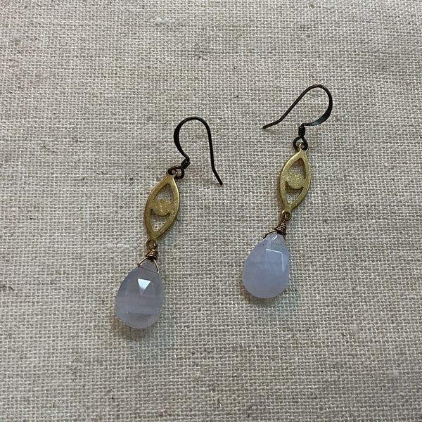 Blue Lace Agate Eye Earrings