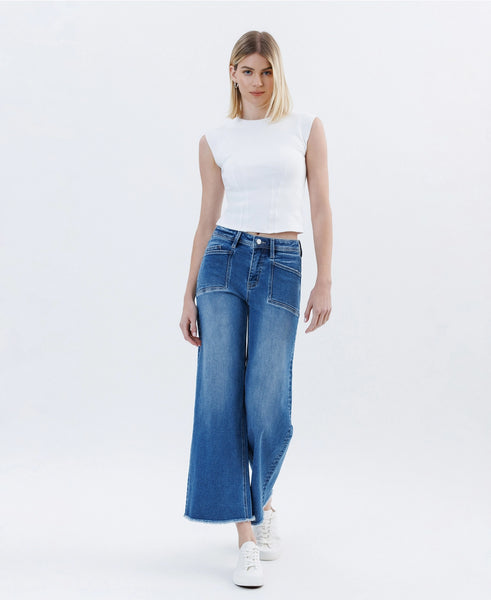 HR Wide Leg Raw Hem