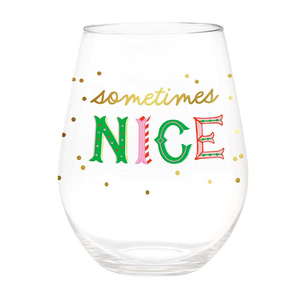 Naughty/Nice Wine Glass