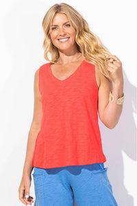 Cotton Slub V-Neck Tank Punch