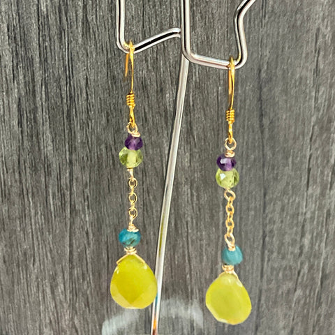 Lemon Jade Chain Earrings