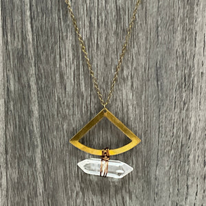 Triangle Quartz Long Necklace