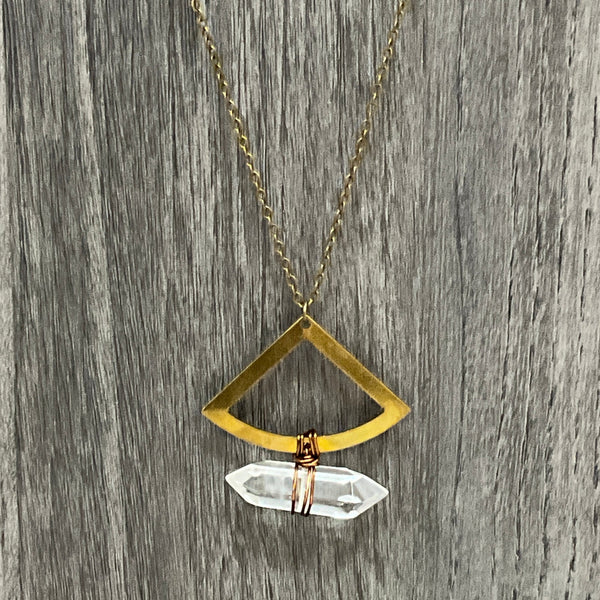 Triangle Quartz Long Necklace