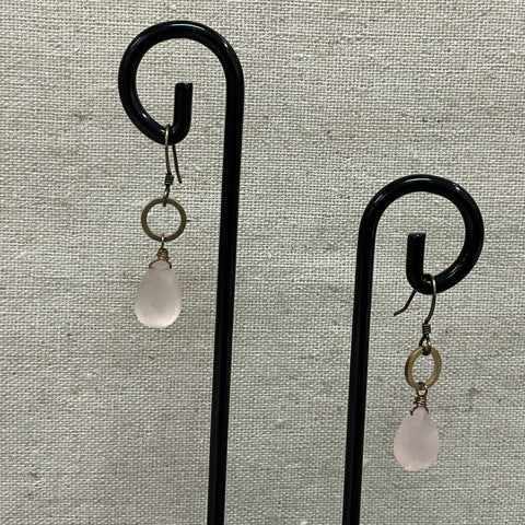 Rose Quartz Circle Earrings