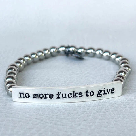 No More Fucks Silver Bracelet