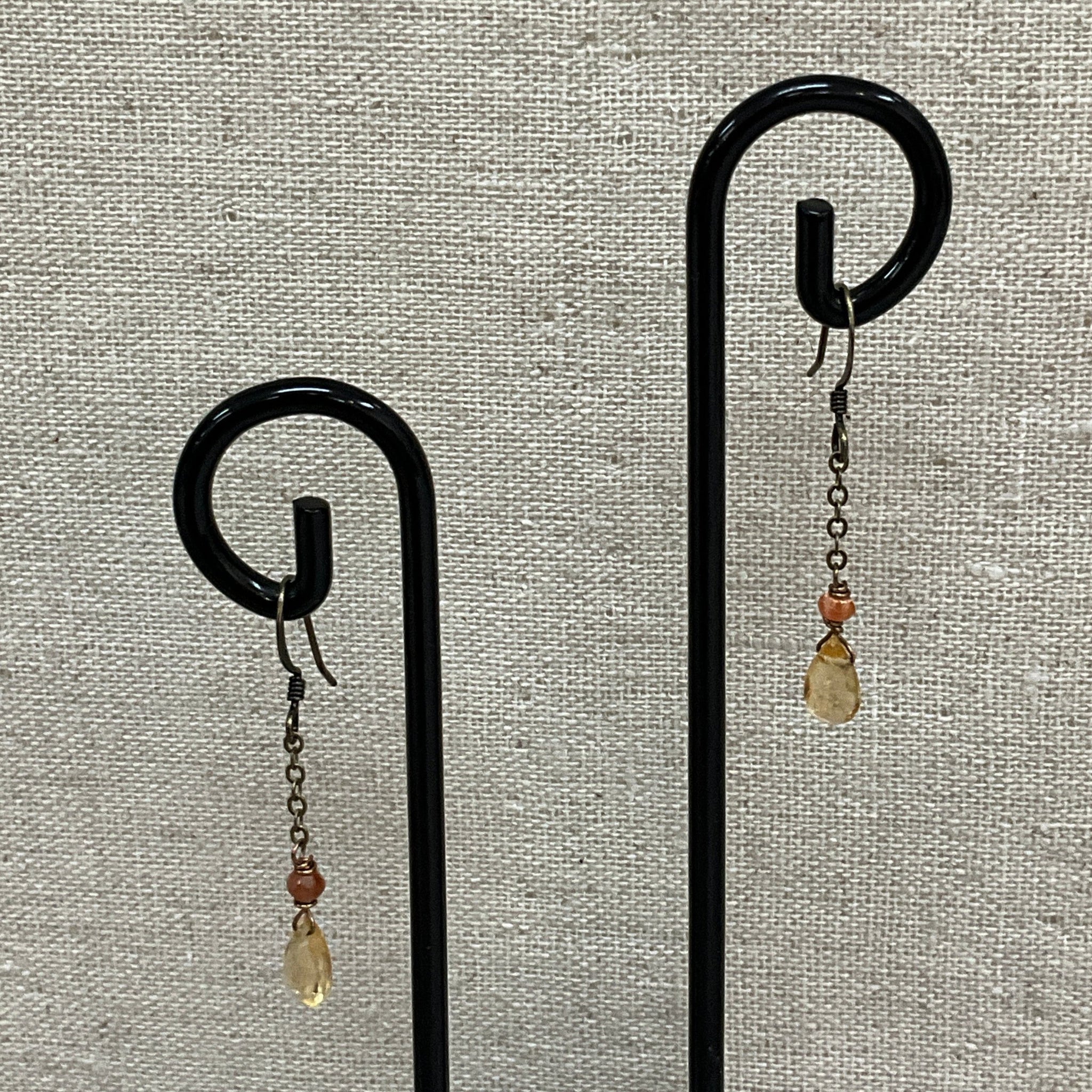 Citrine/Sunstone Chain Earrings