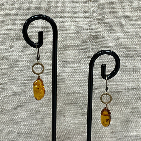 Dainty Amber & Circle Earrings