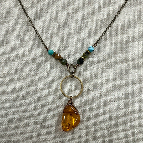 Turquoise/Amber Necklace