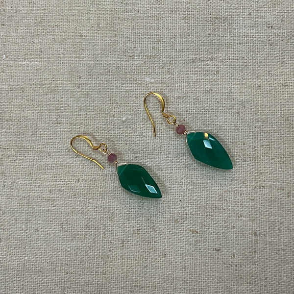 Green Onyx/Tourmaline Earrings