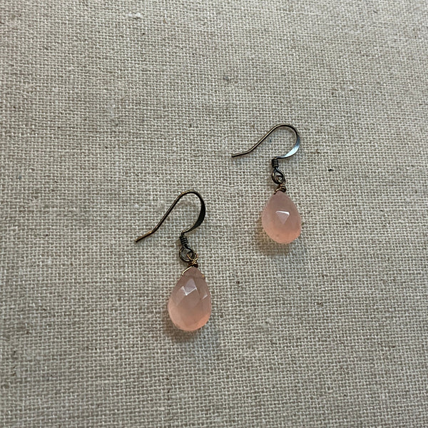 Rose Quartz Teardrop Earrings