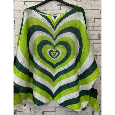 Green Heart Printed Top