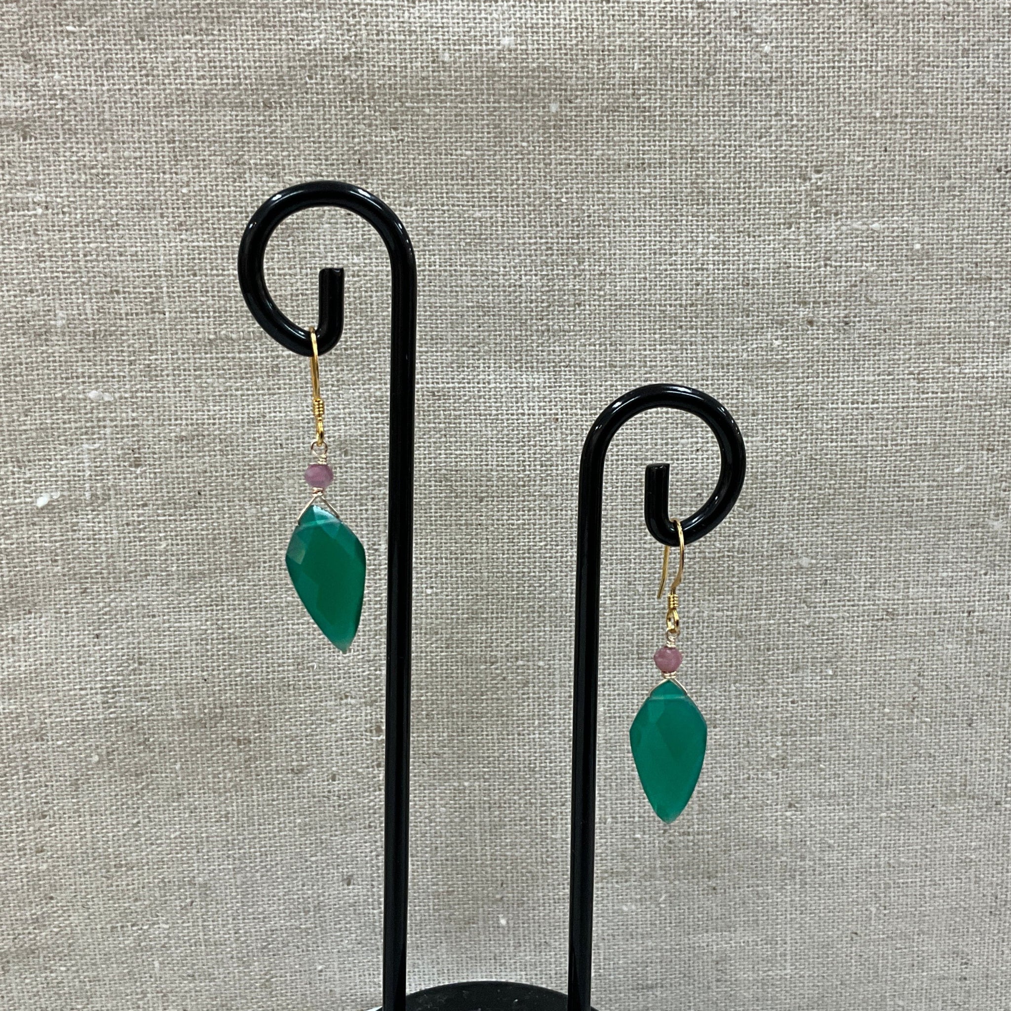 Green Onyx/Tourmaline Earrings