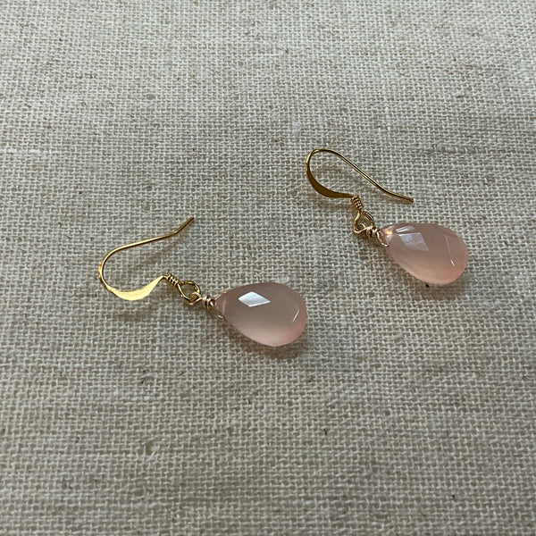 Gold Rose Quartz Earrings