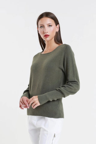 Monica Ribbed Sweater Army