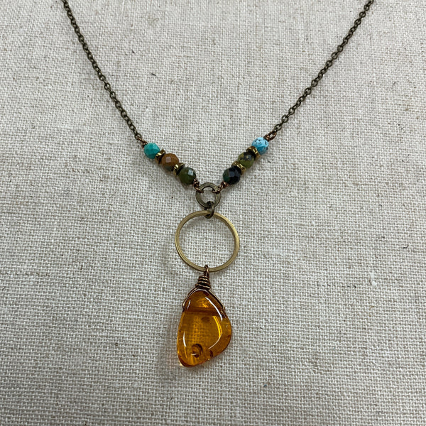 Turquoise/Amber Necklace