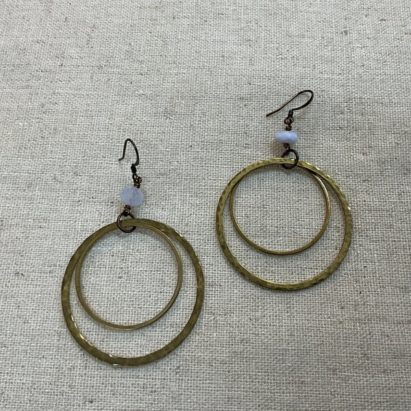 BlueLaceAgate 2xCircle Earrings