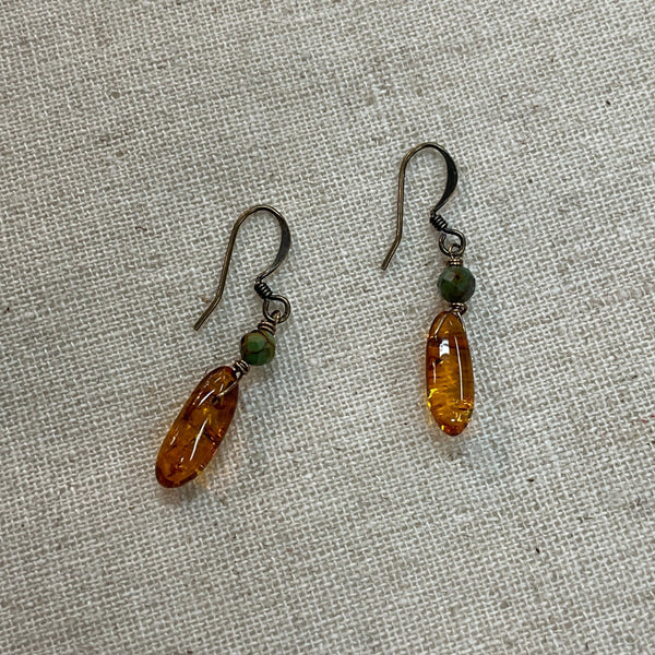 Amber and Turquoise Earrings