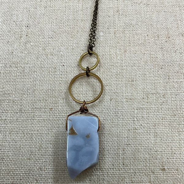 Blue Lace Agate Slab Necklace