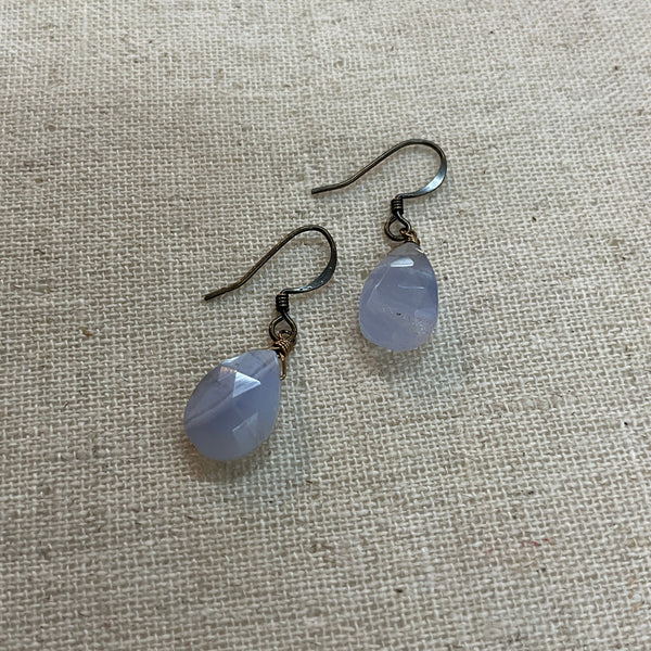 Blue Lace Agate Tear Earrings