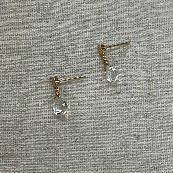 Gold Quartz Teardrop Earrings