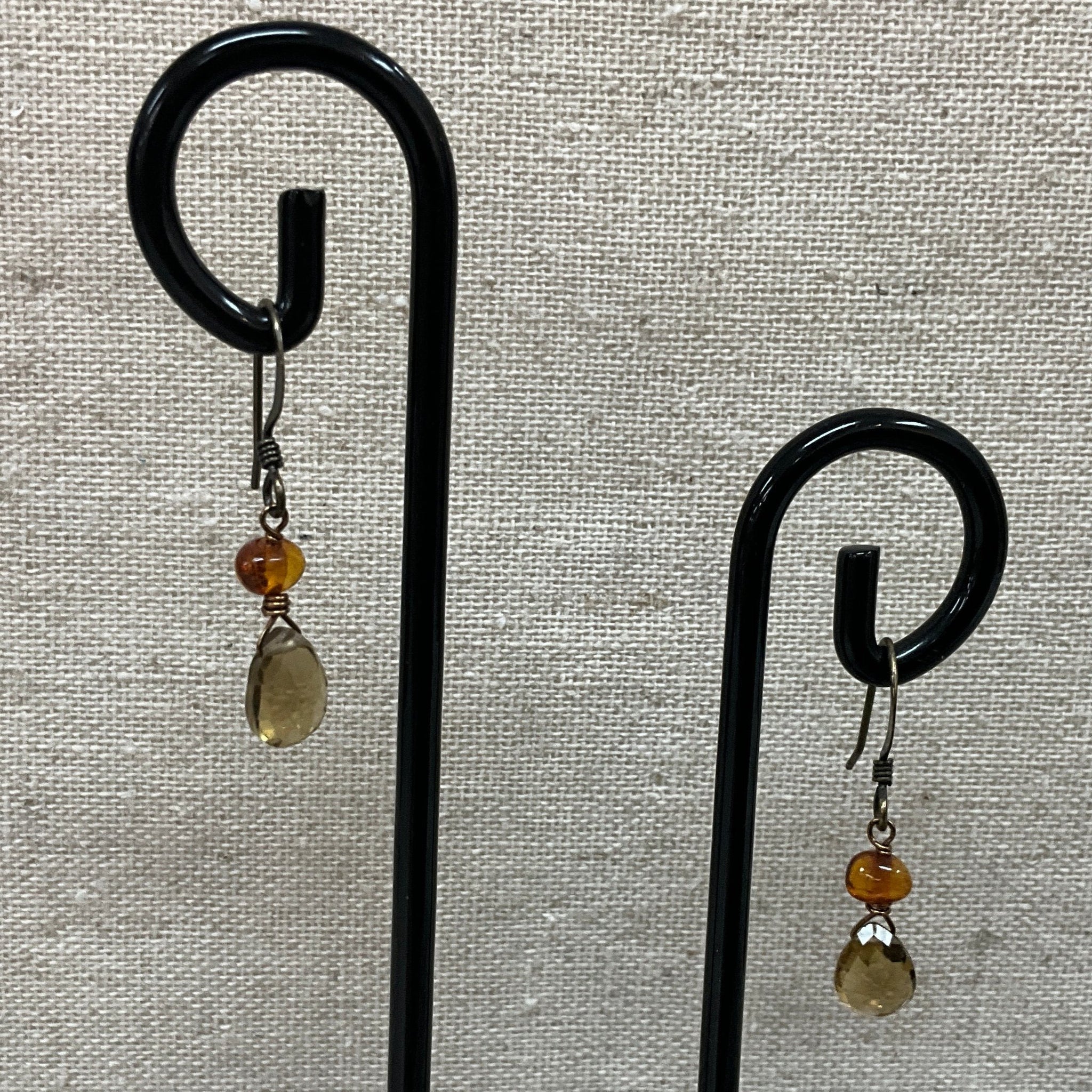 Rootbeer Quartz&Amber Earring