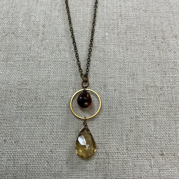 Dark Amber/Beer Quartz Necklace