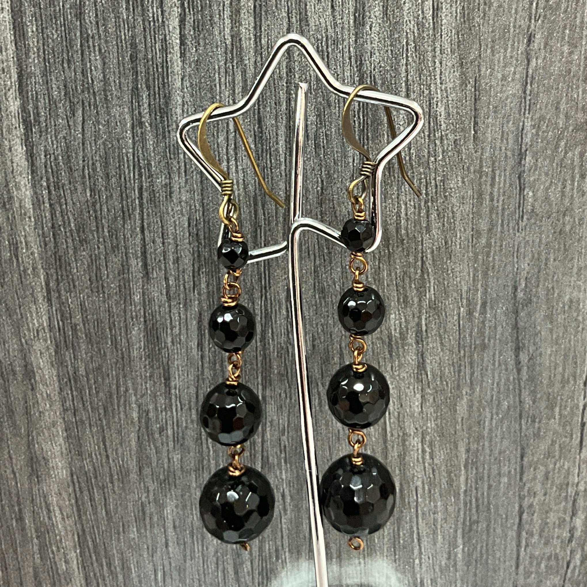 Onyx Graduated Ball Earrings