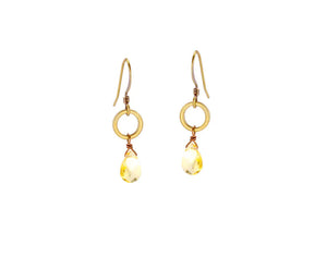 Citrine Dainty Circle Earrings