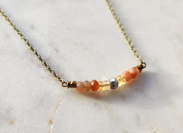 Citrine & Sunstone Arc Necklace