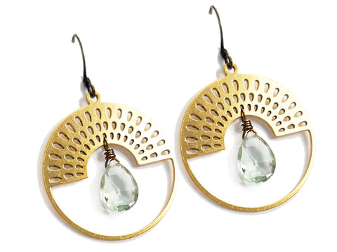 Green Amethyst Sun Earrings