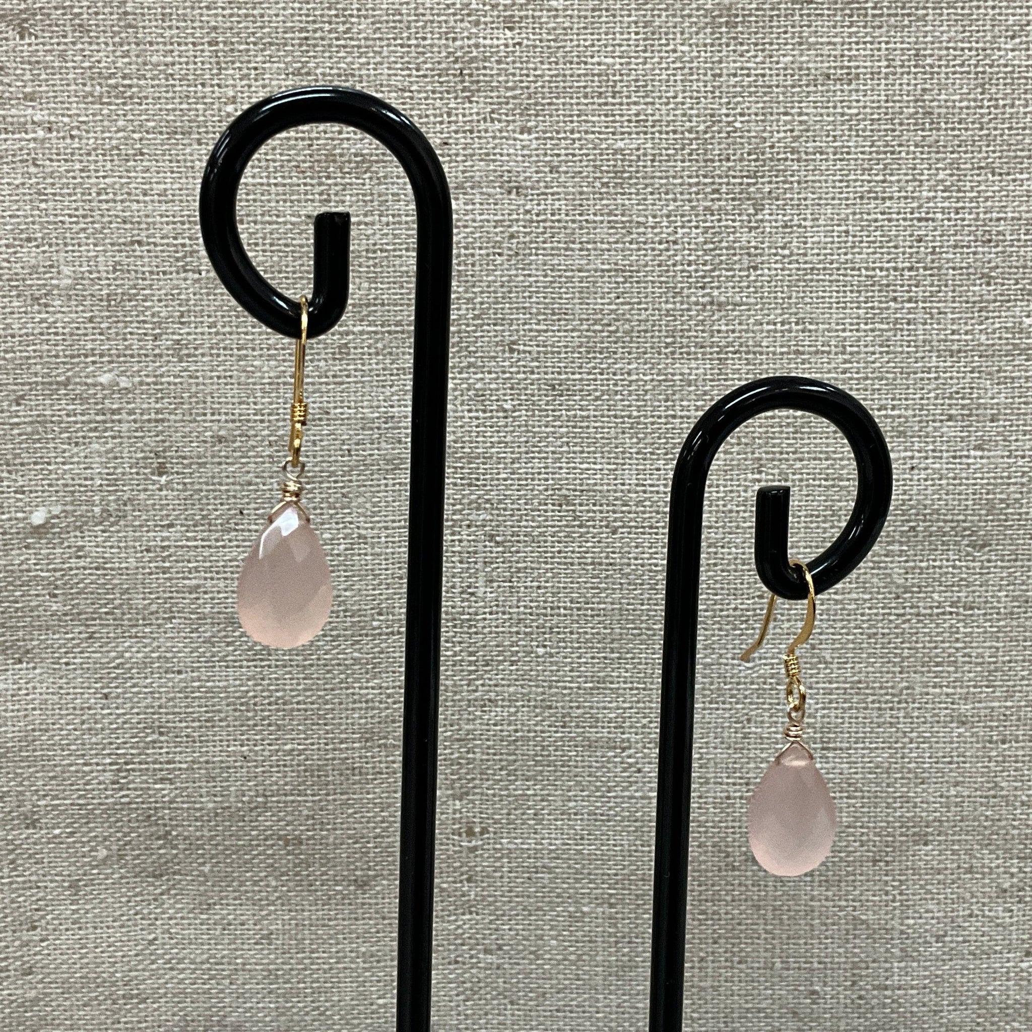 Gold Rose Quartz Earrings