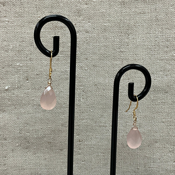 Gold Rose Quartz Earrings