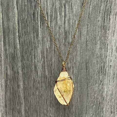 Long Citrine Nugget Necklace