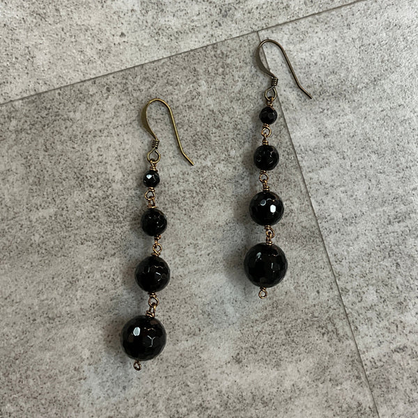 Onyx Graduated Ball Earrings