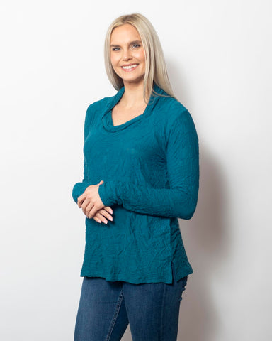 Peacock Cowl Neck Top