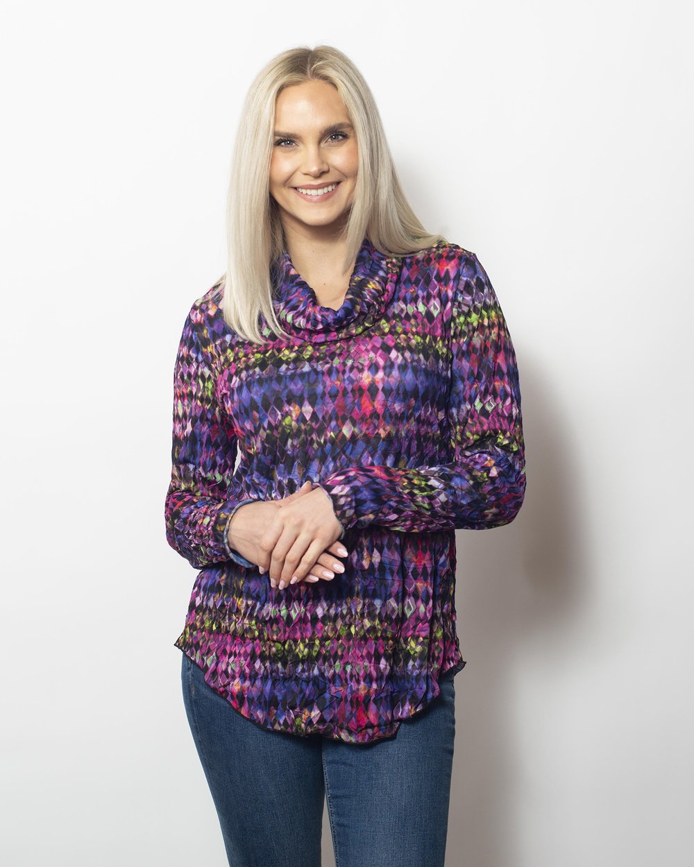 Kaleidoscope Cowl Neck Top