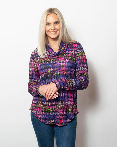 Kaleidoscope Cowl Neck Top