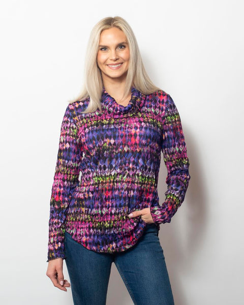 Kaleidoscope Cowl Neck Top