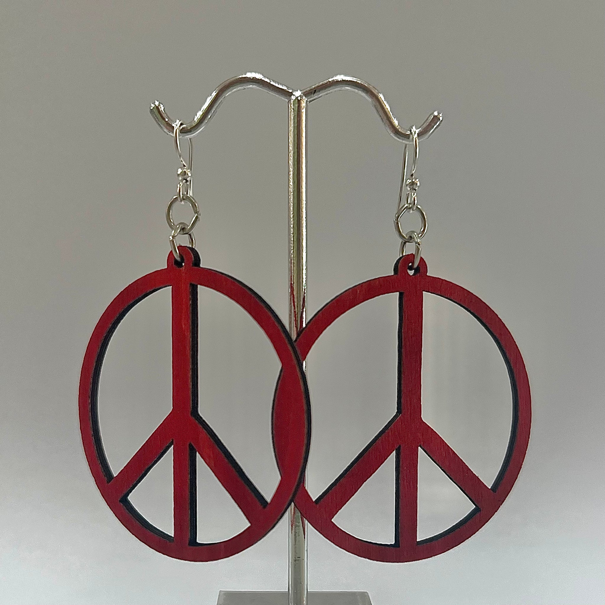 Large Peace Earrings Cherry