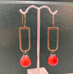 Red Marble Earrings