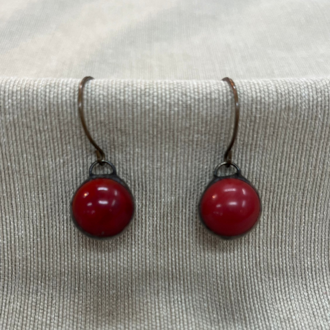 Red Marble Small Earrings