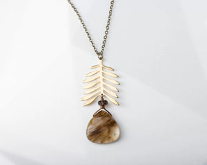 Rutilated Agate Leaf Necklace