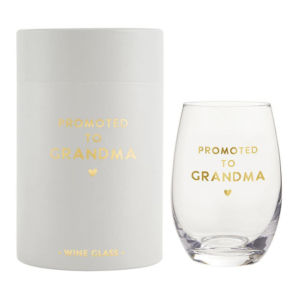 Promoted To Grandma Wine Glass