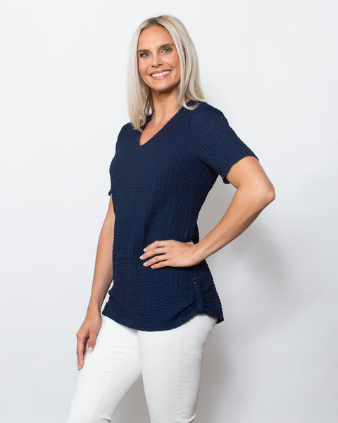 Navy Side Button Top