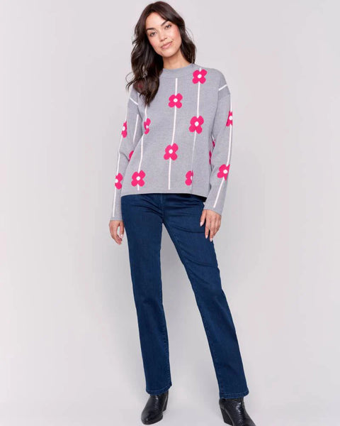 Fuchsia Floral Sweater