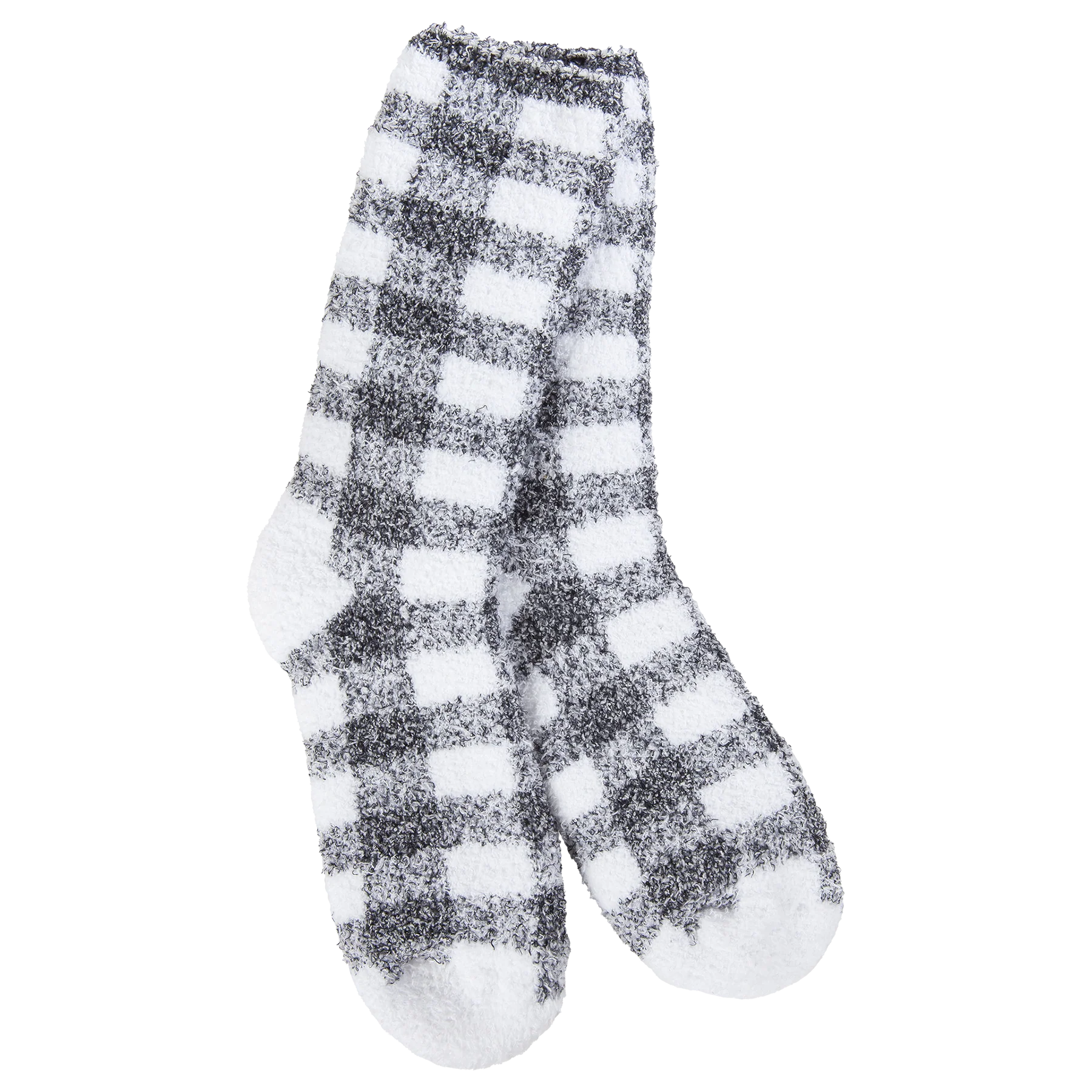 Black Check Fuzzy Socks