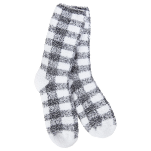 Black Check Fuzzy Socks